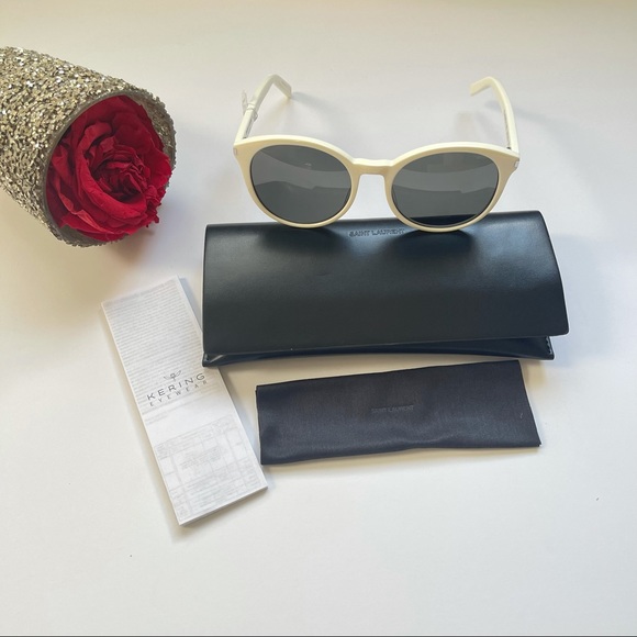 Saint Laurent 54mm around Ivory Sunglasses New - Picture 1 of 14